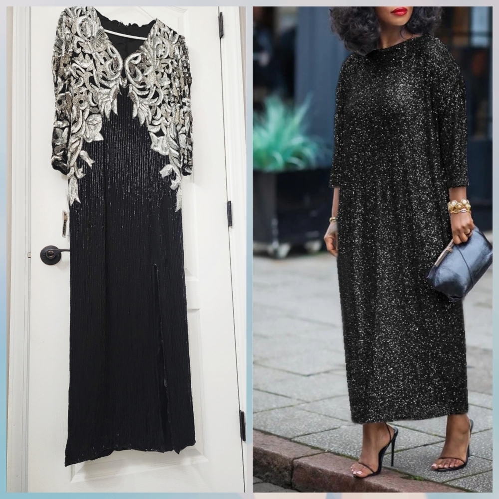 NWT Sequins Originals elegant 100% silk shift dress